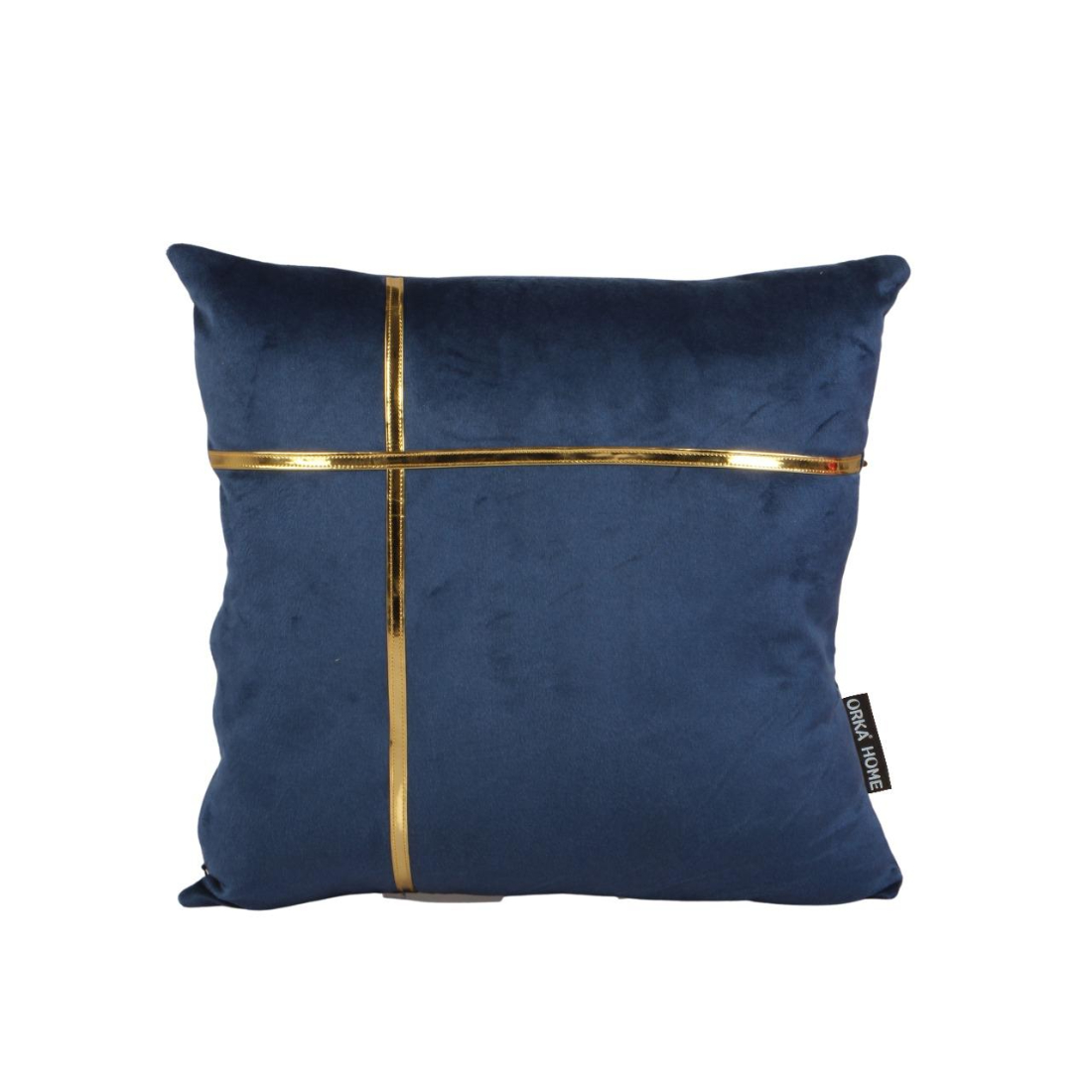 Orka Holland Velvet Fabric Cushion Gold Foil - Navy Blue